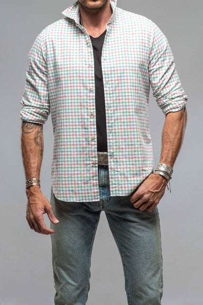 Giannetto Portofino Crater Shirt In Green/Pink Check Mens - Shirts - Dress