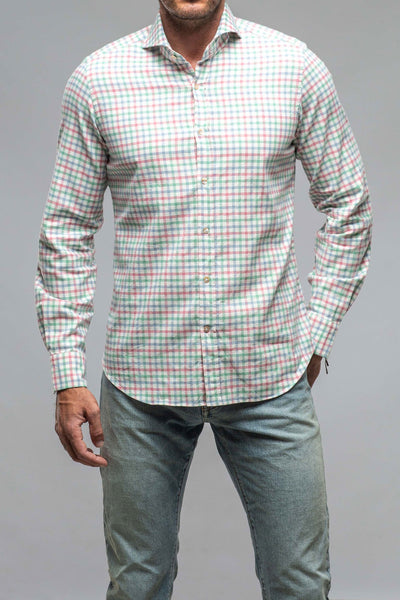 Giannetto Portofino Crater Shirt In Green/Pink Check Mens - Shirts - Dress