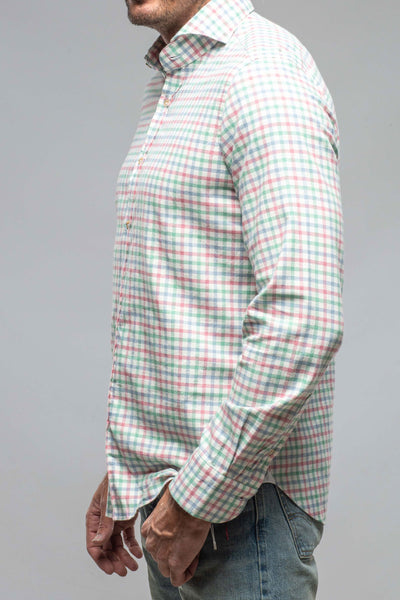 Giannetto Portofino Crater Shirt In Green/Pink Check Mens - Shirts - Dress