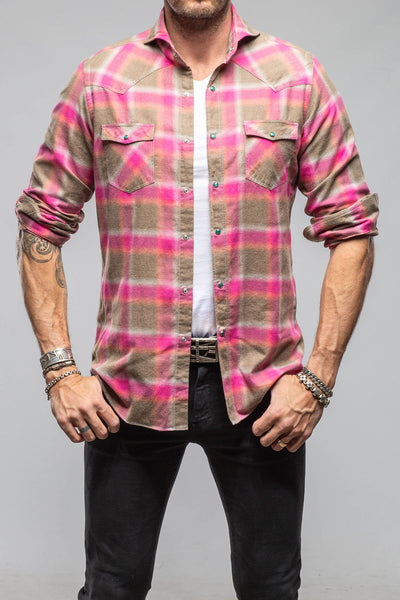 Enchanted Western Cotton Snap In Sprayed Pink | Mens - Shirts - Dress | Giannetto Portofino