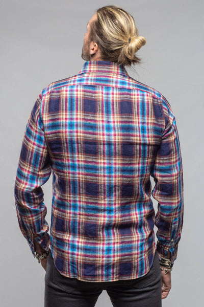 Giannetto Portofino Firenze Linen Snap Shirt In Navy Mens - Shirts - Dress