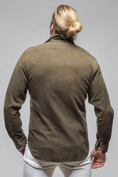 Golden Sand Washed Snap Shirt In Chocolate | Mens - Shirts - Dress | Giannetto Portofino