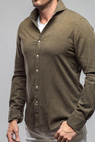 Golden Sand Washed Snap Shirt In Chocolate | Mens - Shirts - Dress | Giannetto Portofino