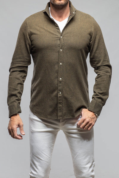 Golden Sand Washed Snap Shirt In Chocolate | Mens - Shirts - Dress | Giannetto Portofino