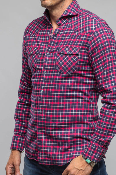 Harmony Check Flannel Snap Shirt In Pink Navy | Mens - Shirts - Dress | Giannetto Portofino