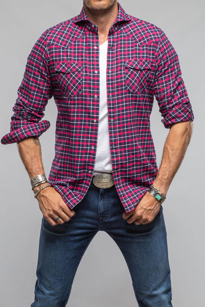 Harmony Check Flannel Snap Shirt In Pink Navy | Mens - Shirts - Dress | Giannetto Portofino