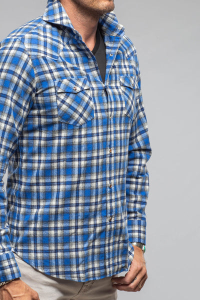 Lagoon Washed Western Check Snap Shirt In Blue Black | Mens - Shirts - Dress | Giannetto Portofino