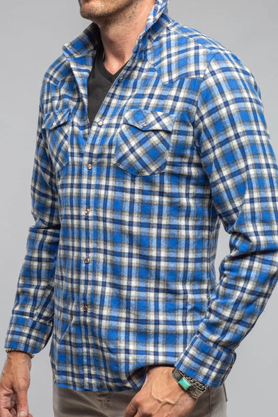 Lagoon Washed Western Check Snap Shirt In Blue Black | Mens - Shirts - Dress | Giannetto Portofino