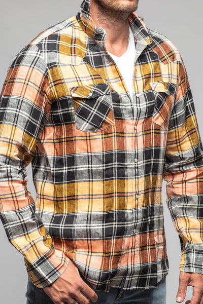 Leo Linen Western Snap Shirt | Mens - Shirts - Dress | Giannetto Portofino