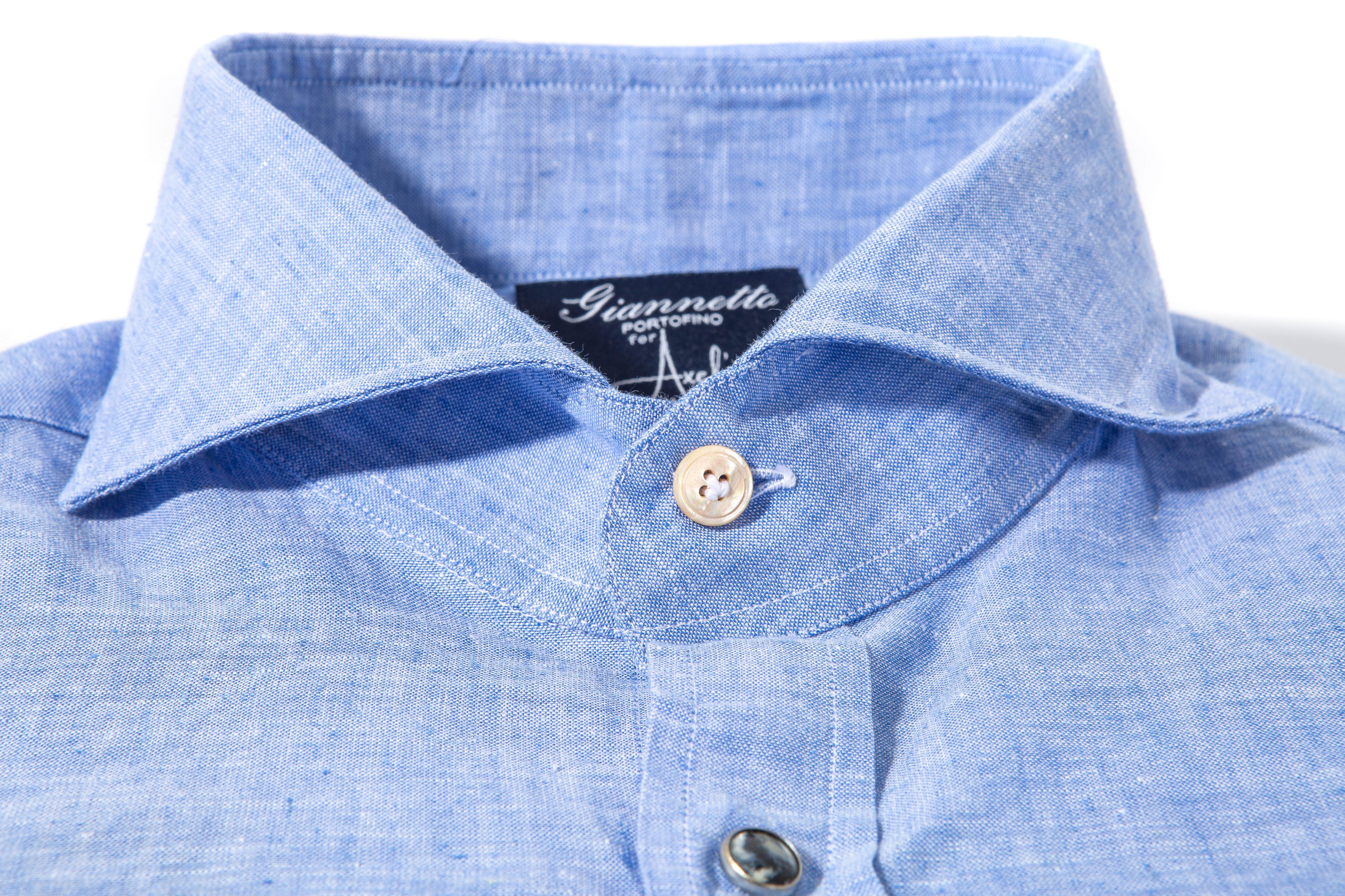 Giannetto Portofino Mach Linen Cotton Shirt in Blue Mens - Shirts - Dress
