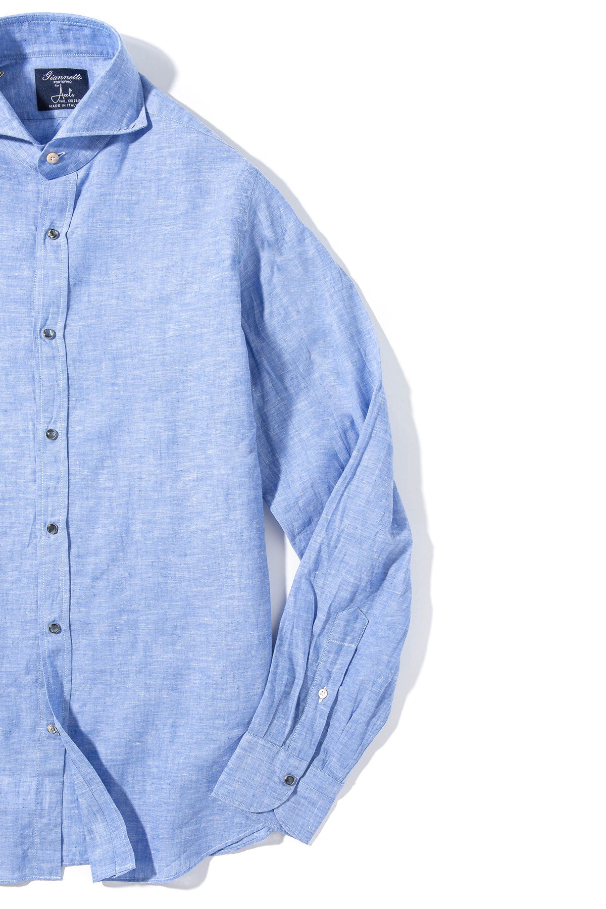 Giannetto Portofino Mach Linen Cotton Shirt in Blue Mens - Shirts - Dress