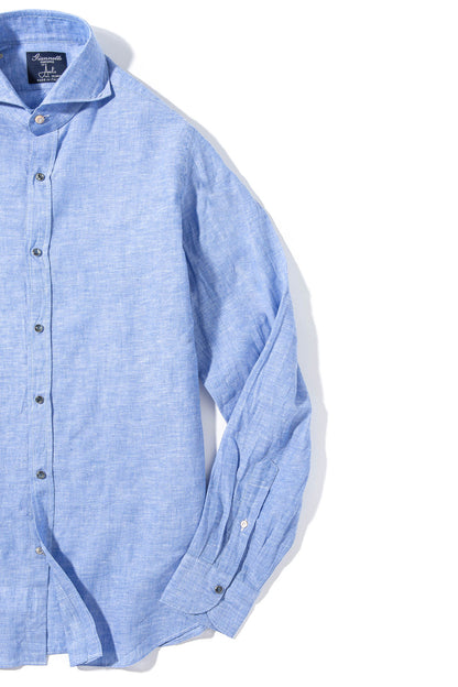 Giannetto Portofino Mach Linen Cotton Shirt in Blue Mens - Shirts - Dress
