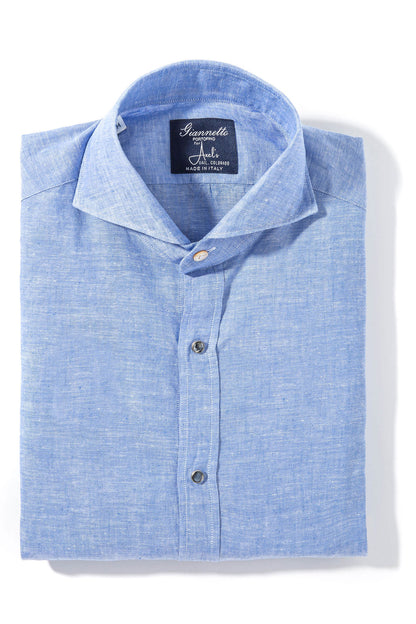 Giannetto Portofino Mach Linen Cotton Shirt in Blue Mens - Shirts - Dress