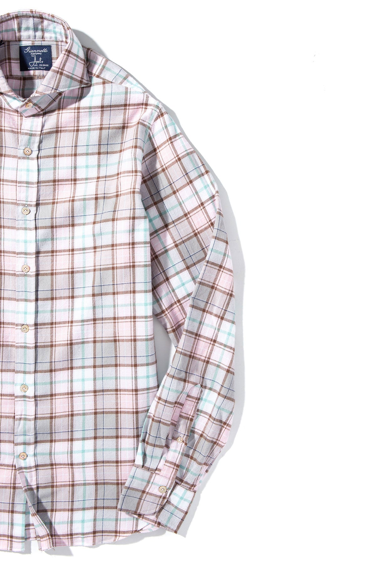 Ogo Brushed Cotton Check In Pink/ Grey | Mens - Shirts - Dress | Giannetto Portofino