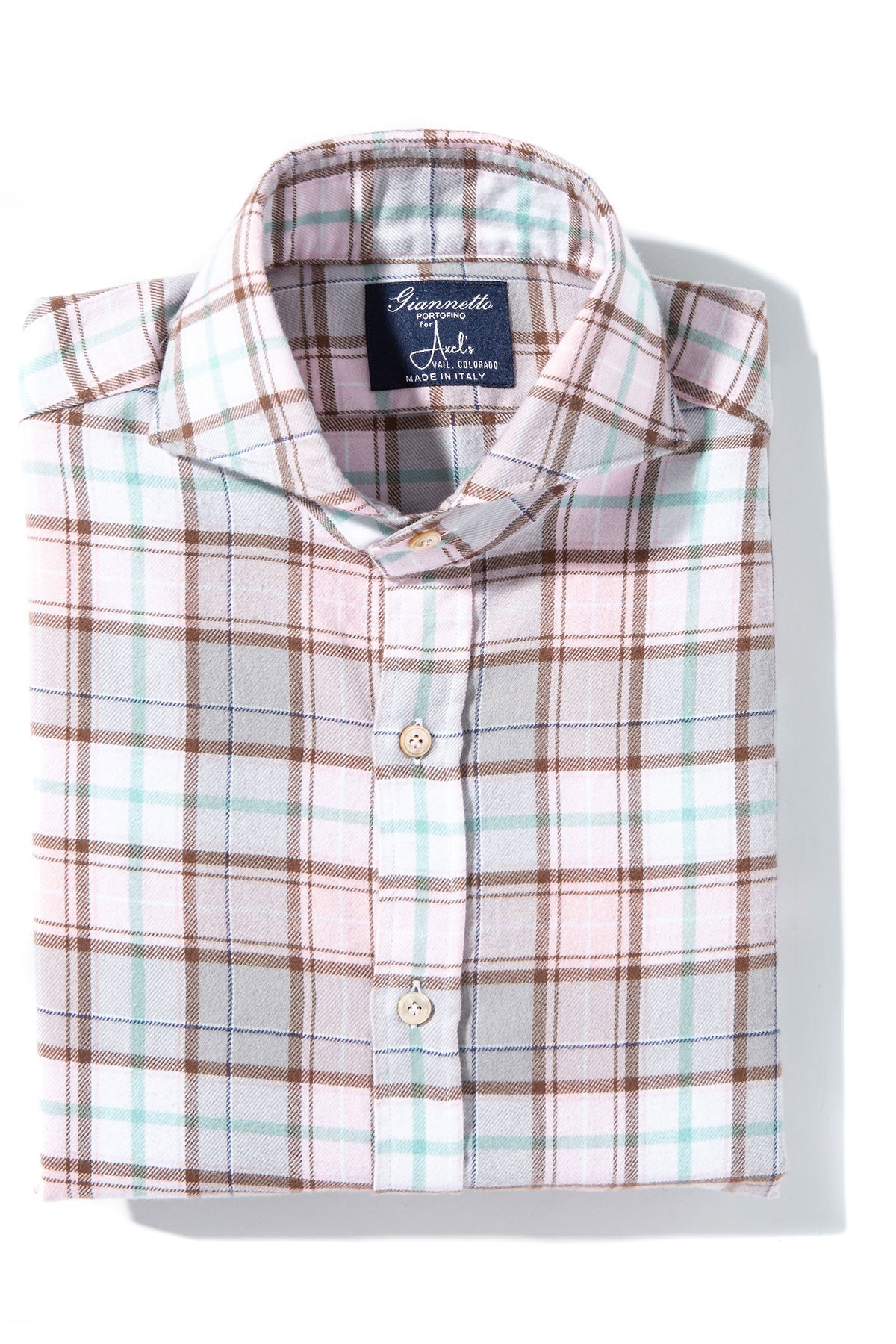 Ogo Brushed Cotton Check In Pink/ Grey | Mens - Shirts - Dress | Giannetto Portofino