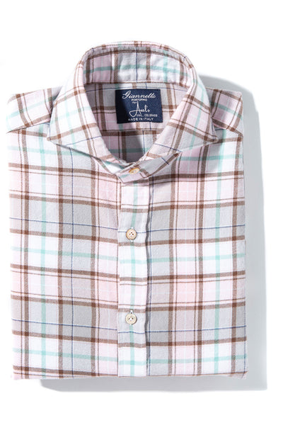 Ogo Brushed Cotton Check In Pink/ Grey | Mens - Shirts - Dress | Giannetto Portofino