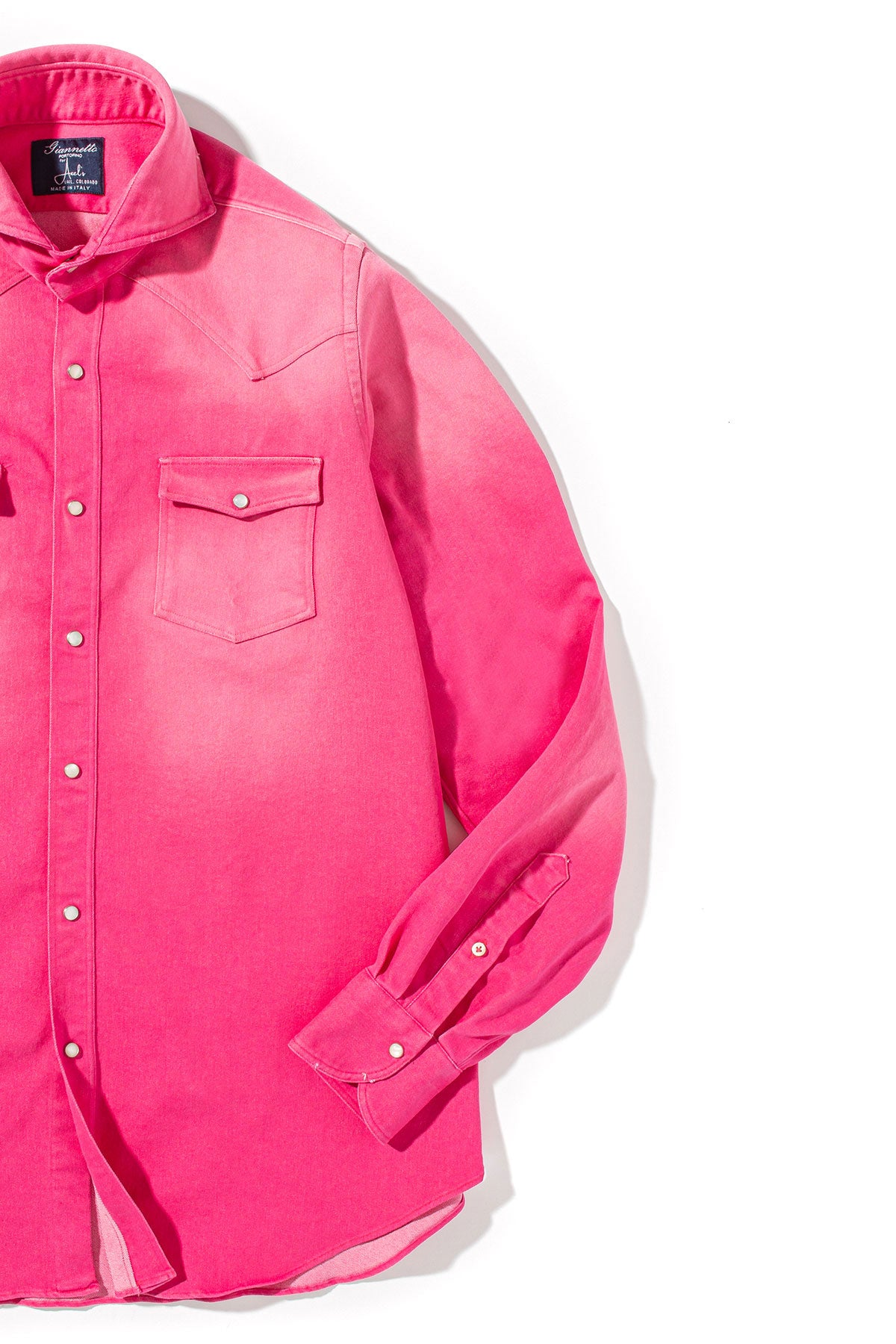 Giannetto Portofino Rebel Western Cotton Stretch Snap Shirt In Fuchsia Mens - Shirts - Dress