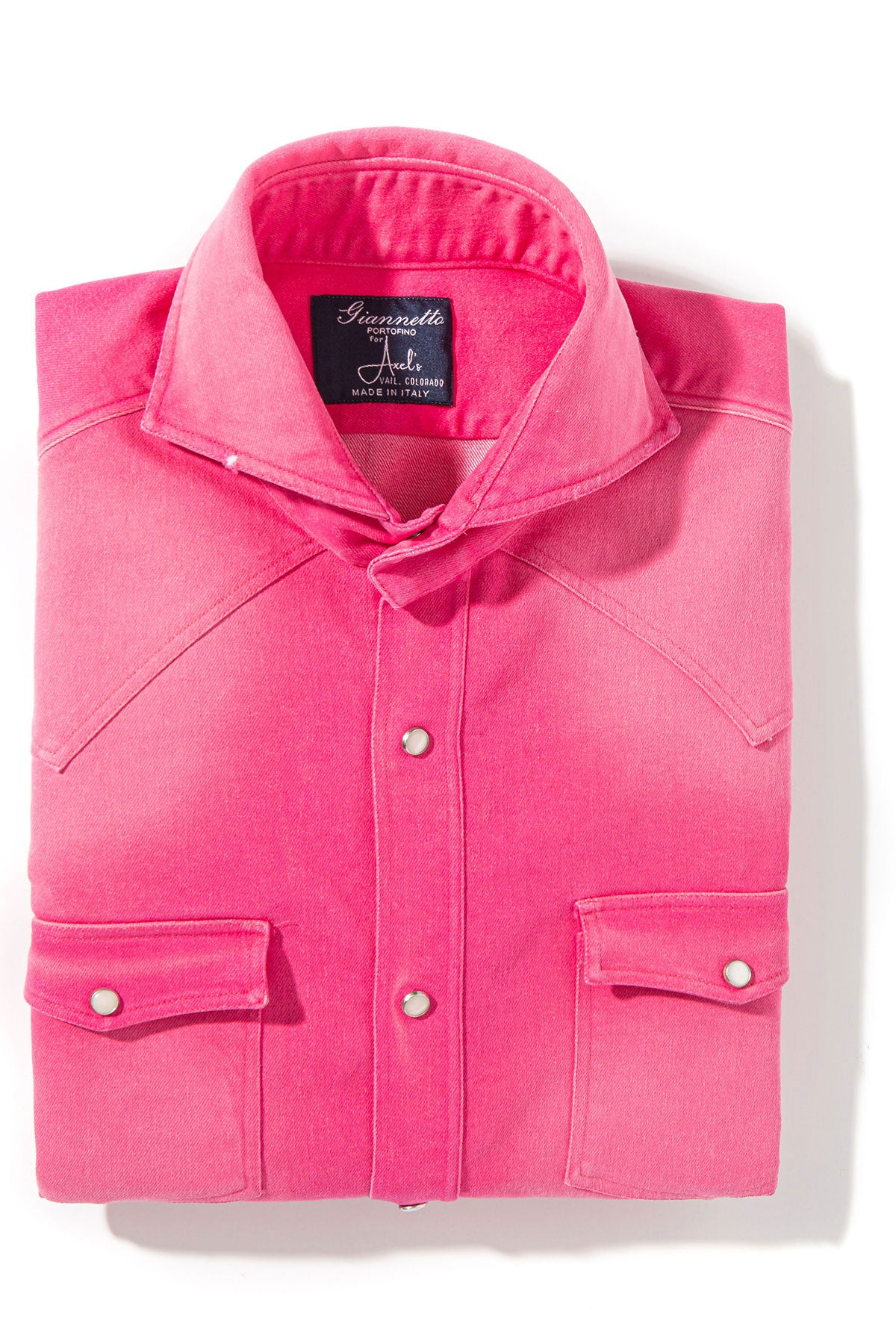 Giannetto Portofino Rebel Western Cotton Stretch Snap Shirt In Fuchsia Mens - Shirts - Dress