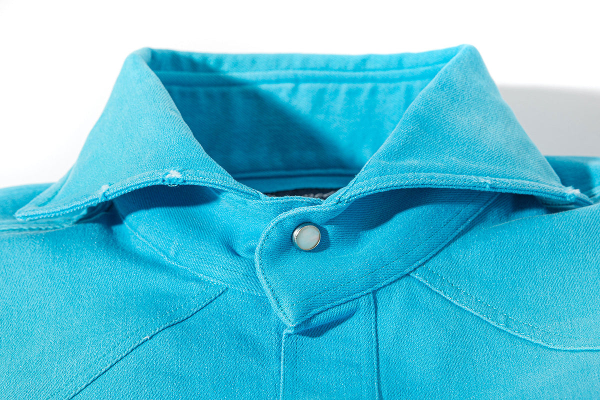 Giannetto Portofino Rebel Western Cotton Stretch Snap Shirt In Lt. Blue Mens - Shirts - Dress