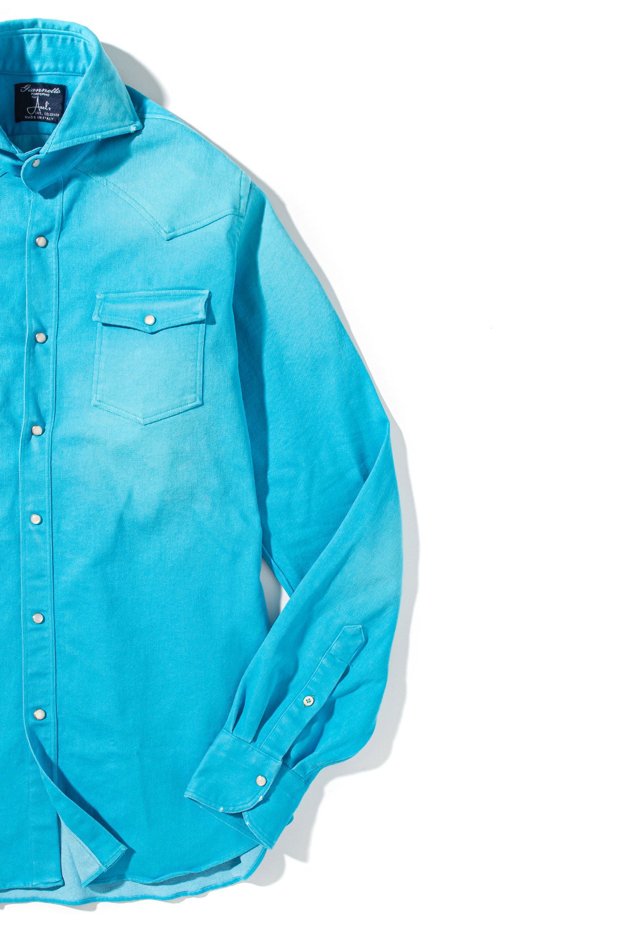 Giannetto Portofino Rebel Western Cotton Stretch Snap Shirt In Lt. Blue Mens - Shirts - Dress
