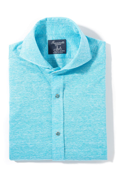 Giannetto Portofino Schwinn Cotton Linen Shirt in Turquoise Mens - Shirts - Dress