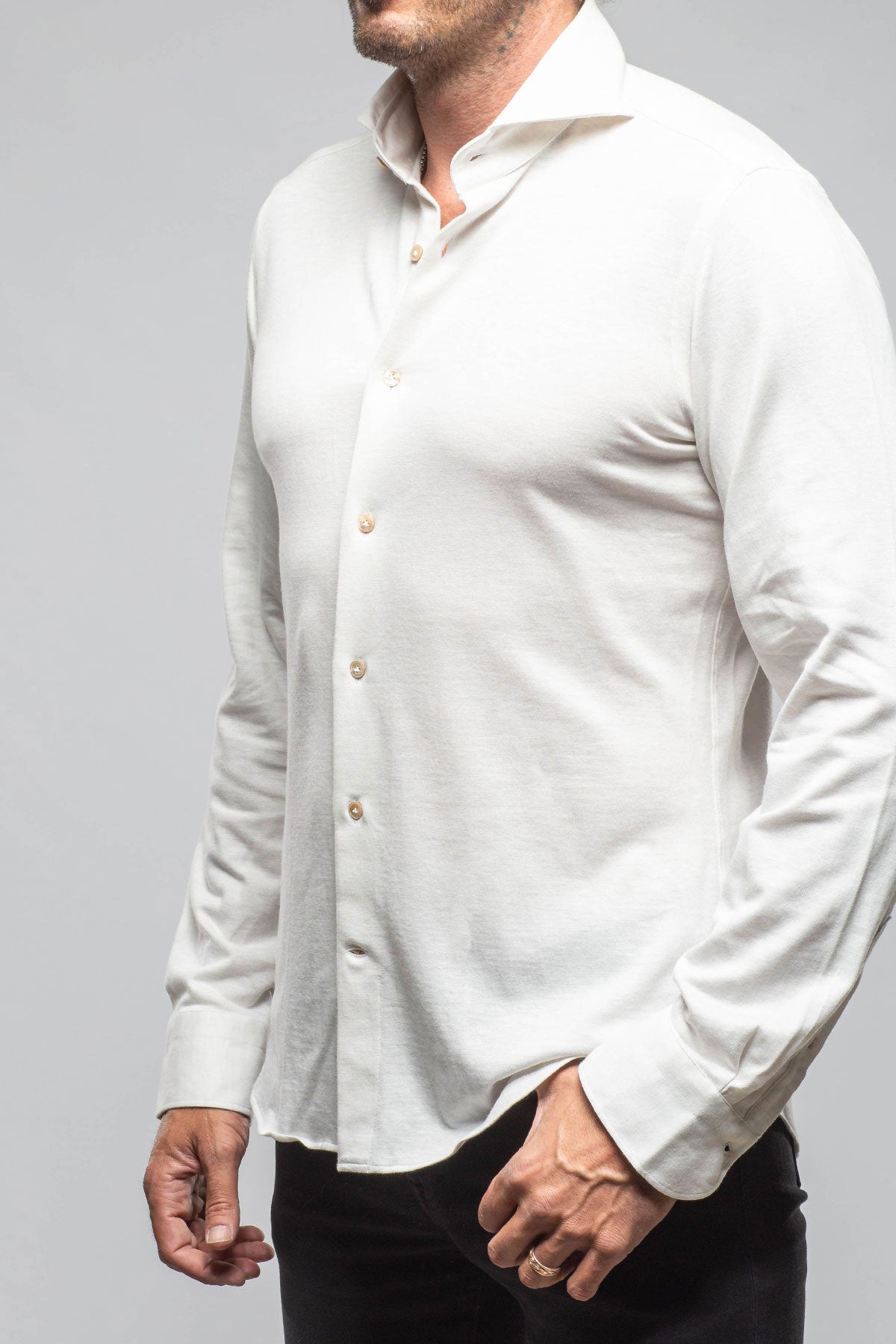 Giannetto Portofino Serenity Cotton Cashmere Jersey In Cream Mens - Shirts - Dress