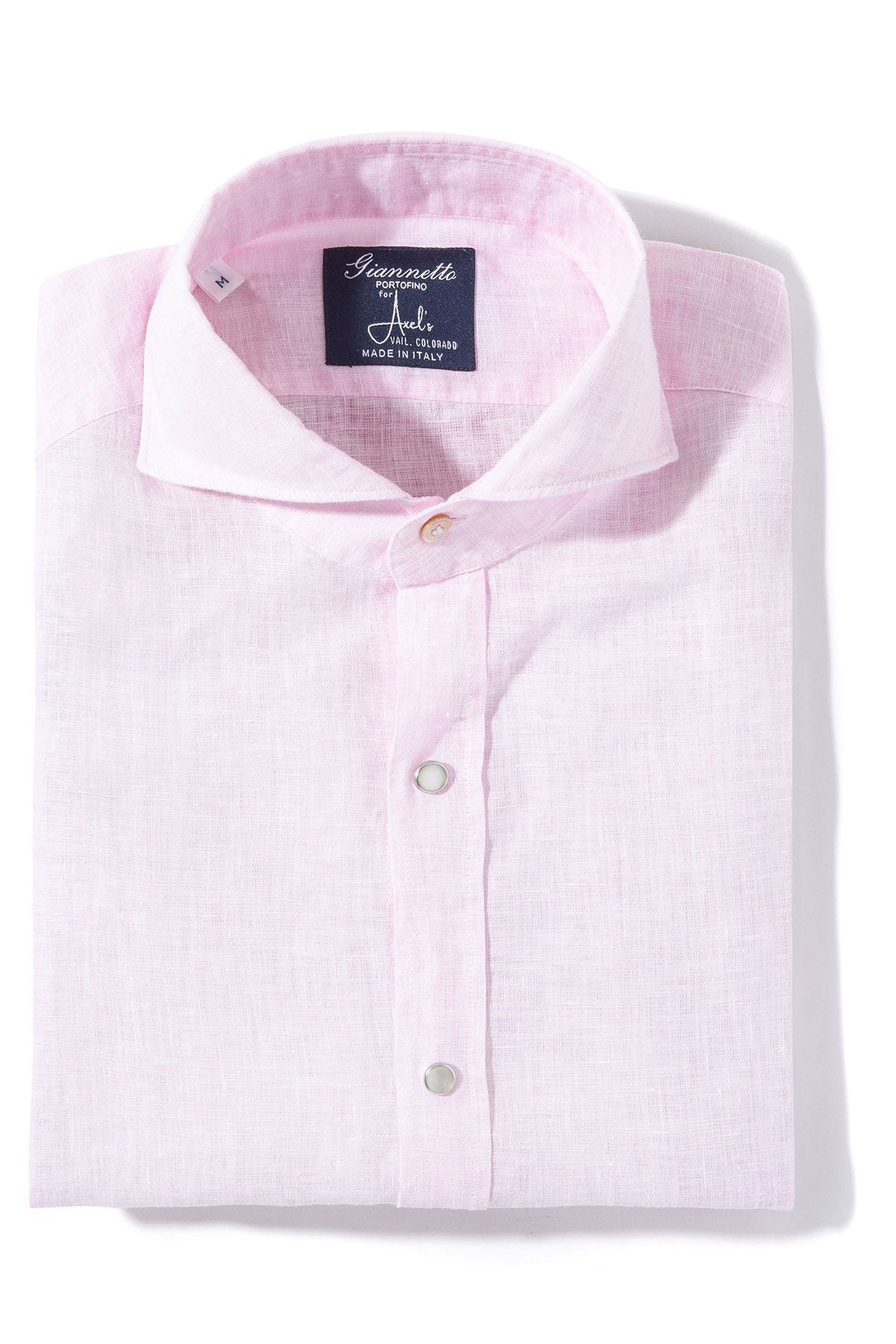 Giannetto Portofino Sorgue Linen Shirt In Pink Mens - Shirts - Dress