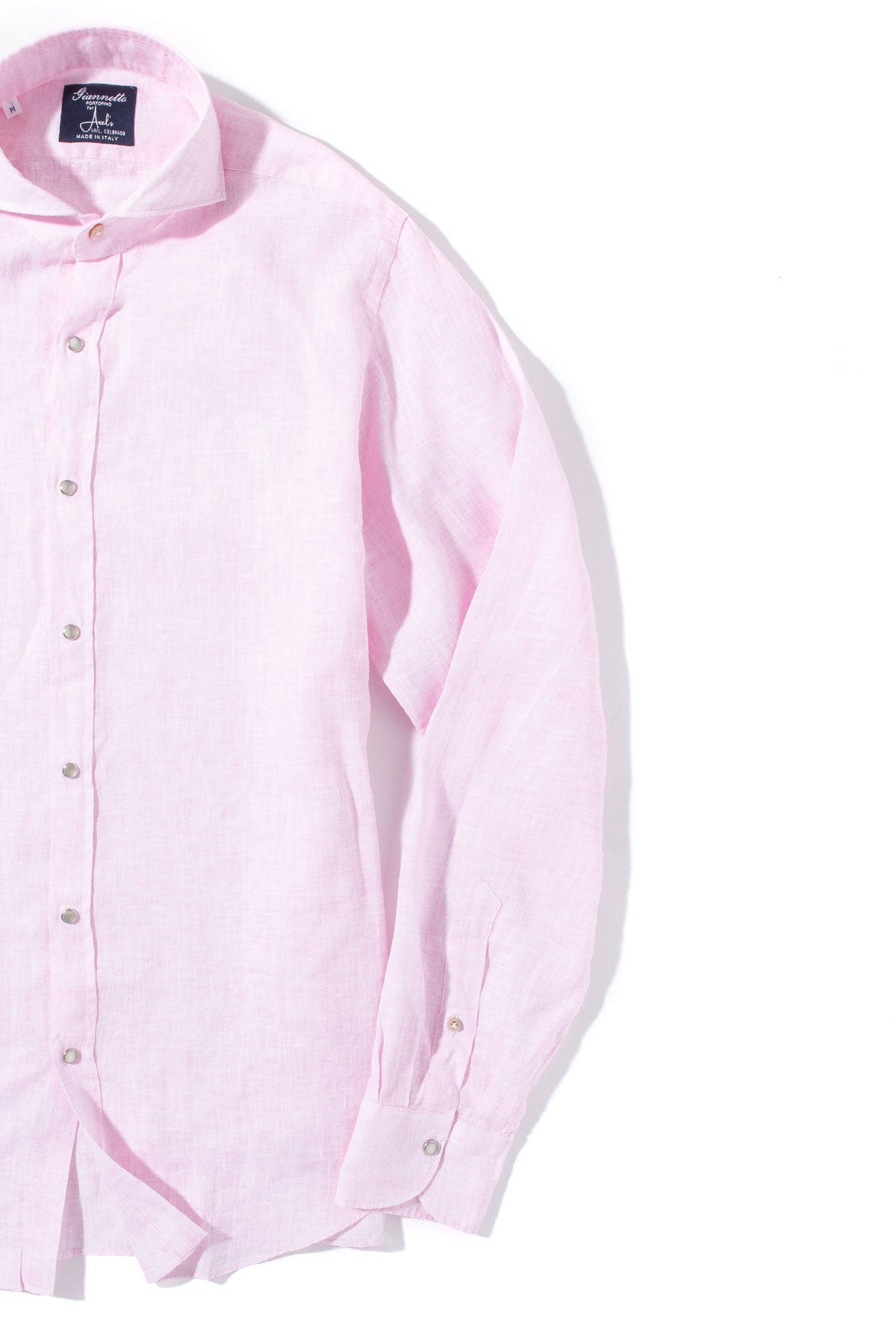 Giannetto Portofino Sorgue Linen Shirt In Pink Mens - Shirts - Dress