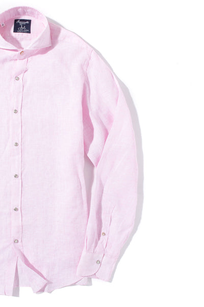 Giannetto Portofino Sorgue Linen Shirt In Pink Mens - Shirts - Dress
