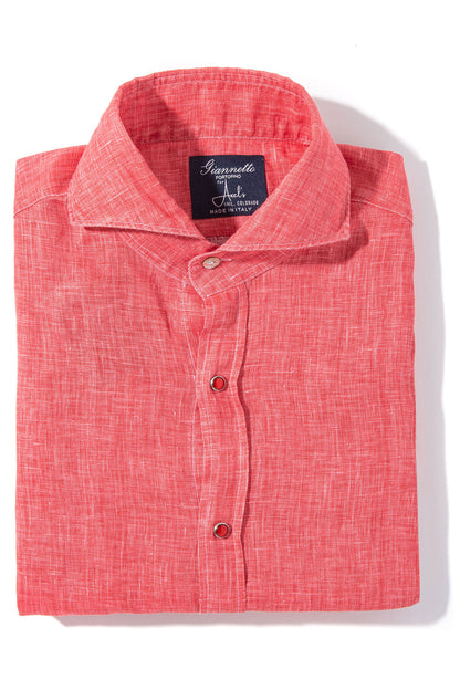 Giannetto Portofino Sorgue Linen Shirt In Red Mens - Shirts - Dress