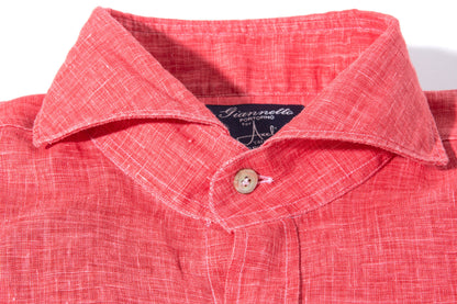 Giannetto Portofino Sorgue Linen Shirt In Red Mens - Shirts - Dress