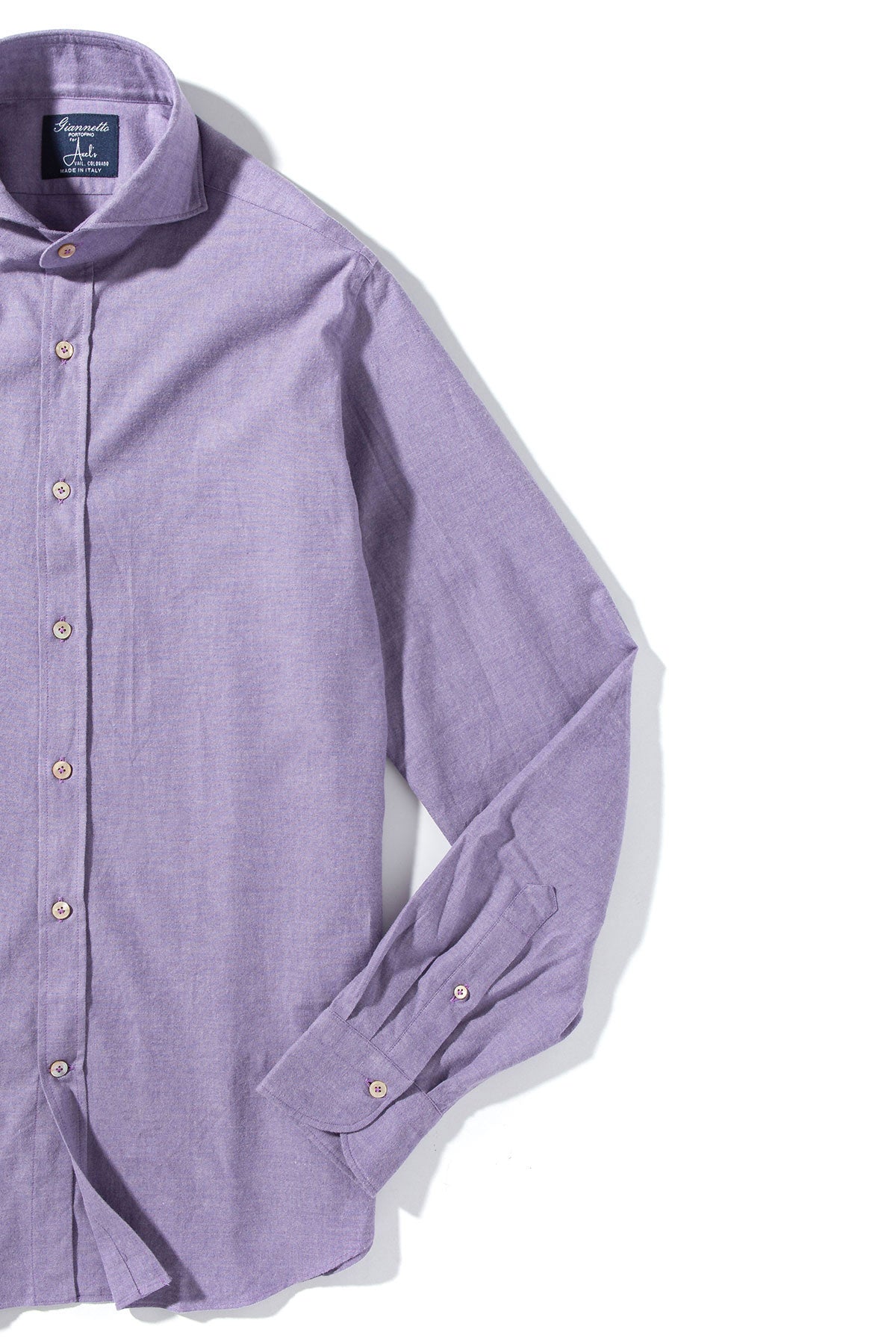 Giannetto Portofino Stanovoy Solid Brushed Cotton Shirt In Purple Mens - Shirts - Dress