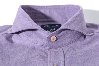 Giannetto Portofino Stanovoy Solid Brushed Cotton Shirt In Purple Mens - Shirts - Dress