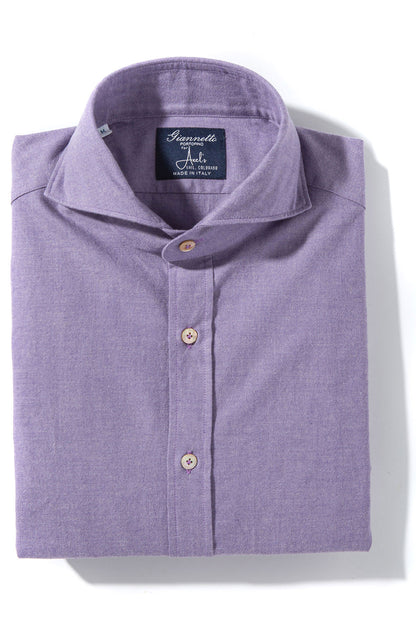 Giannetto Portofino Stanovoy Solid Brushed Cotton Shirt In Purple Mens - Shirts - Dress