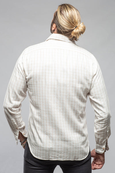 Starlight Soft Cotton Shirt In Beige White Check | Mens - Shirts - Dress | Giannetto Portofino