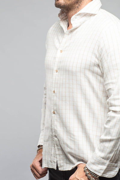Starlight Soft Cotton Shirt In Beige White Check | Mens - Shirts - Dress | Giannetto Portofino