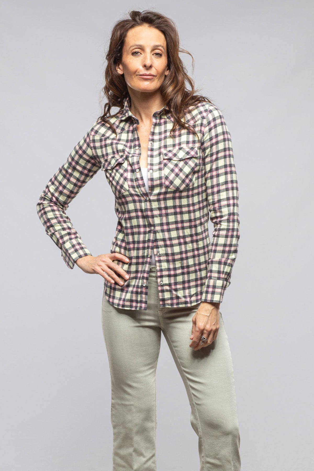 Giannetto Portofino Tilly Western Snap Shirt In Multi Ladies - Tops