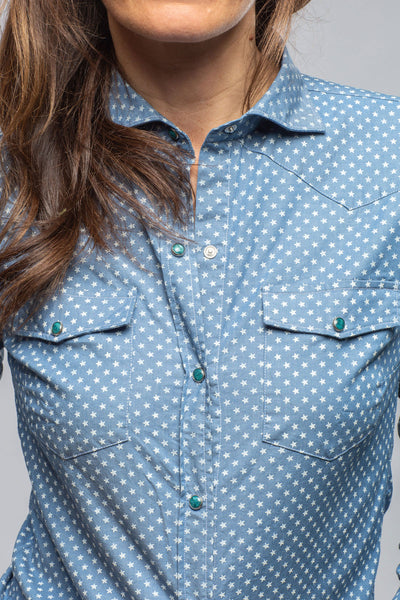 Giannetto Portofino Tilly Western Snap Star Shirt In Blue Ladies - Tops