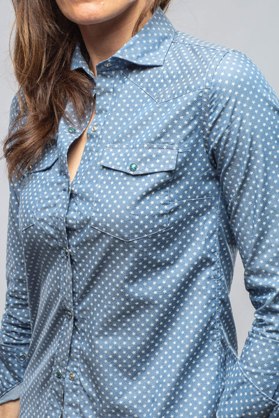 Giannetto Portofino Tilly Western Snap Star Shirt In Blue Ladies - Tops