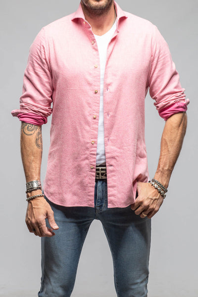 Giannetto Portofino Tranquil Washed Cotton Flannel In Pink Mens - Shirts - Dress