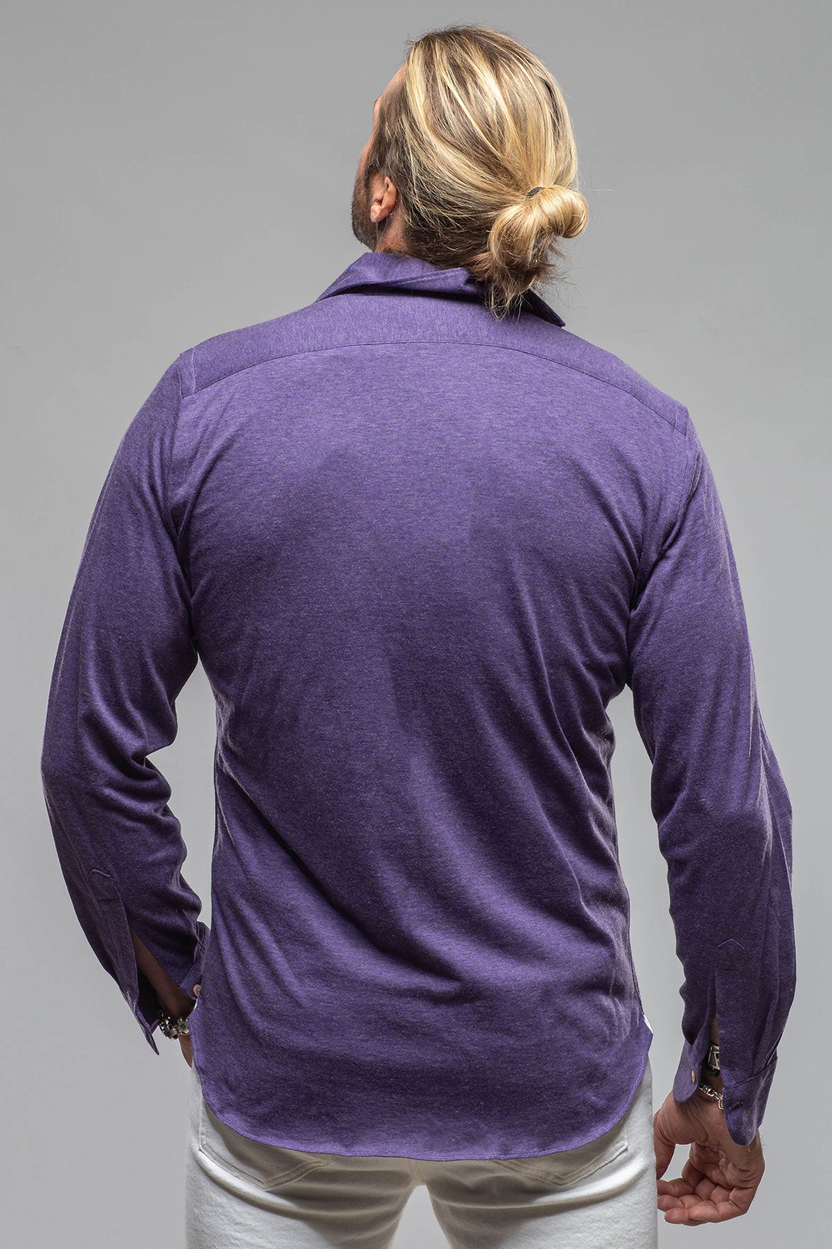 Giannetto Portofino Treasure Cotton Cashmere Jersey In Purple Mens - Shirts - Dress