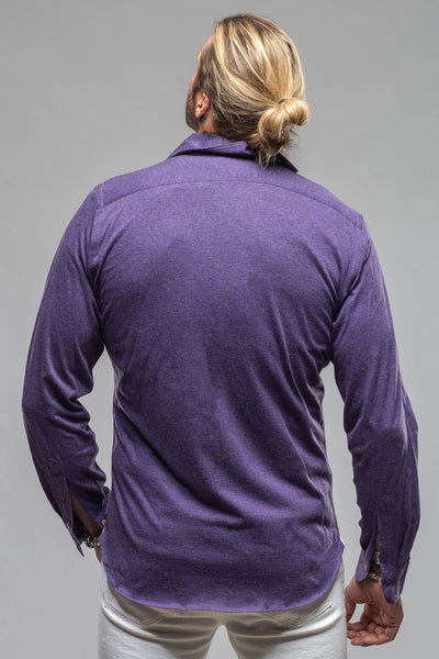 Giannetto Portofino Treasure Cotton Cashmere Jersey In Purple Mens - Shirts - Dress
