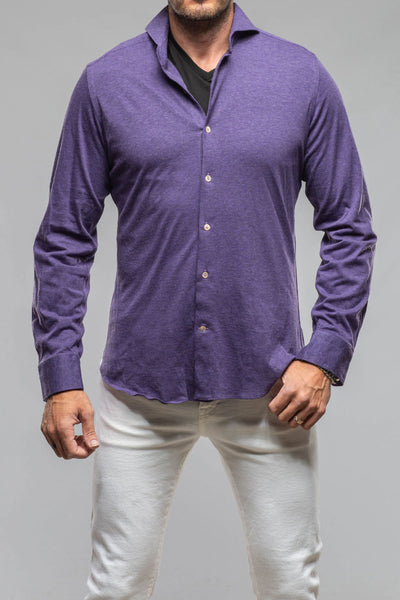 Giannetto Portofino Treasure Cotton Cashmere Jersey In Purple Mens - Shirts - Dress