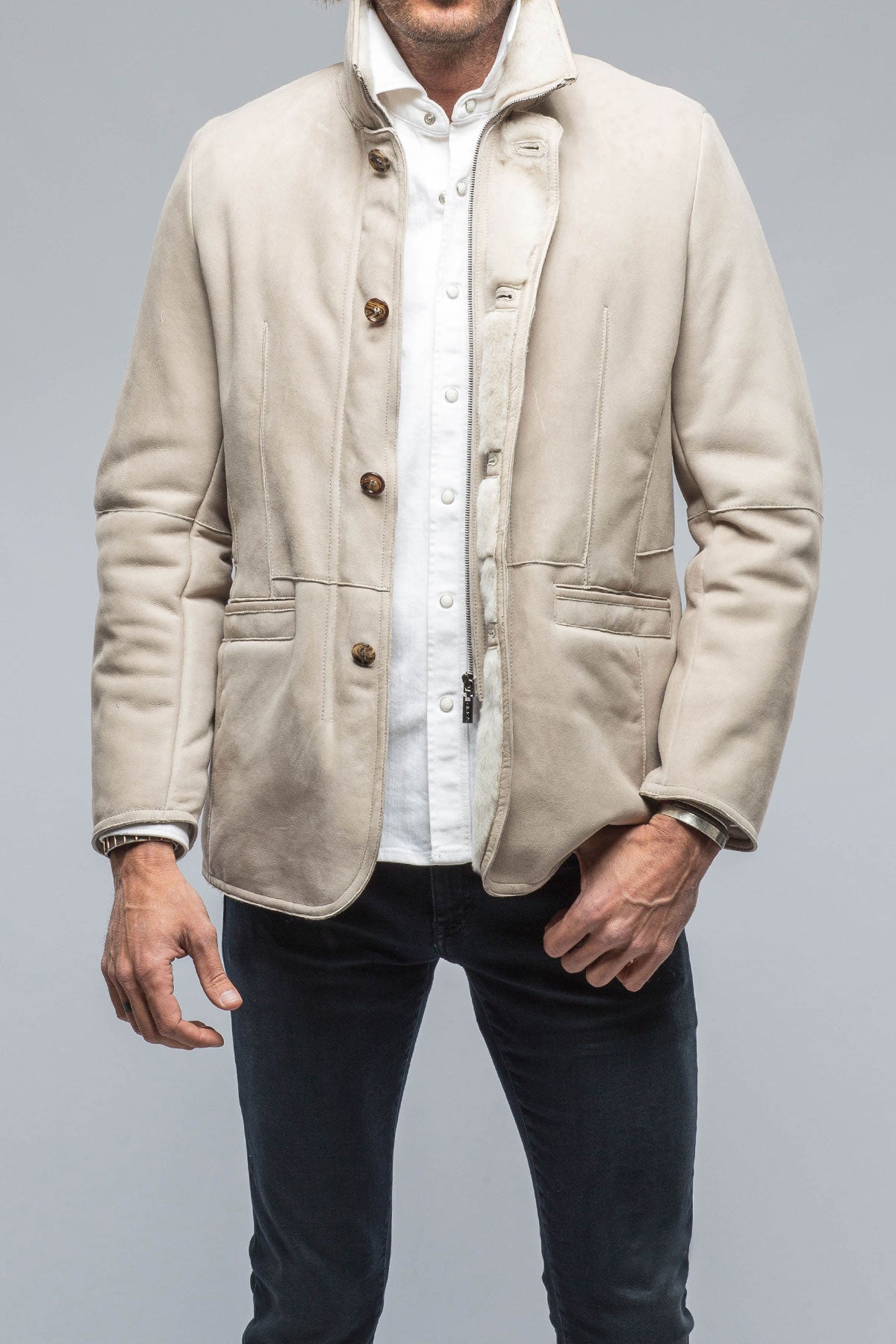 Gimo's Antonio Shearling Jacket in Light Sand Mens - Outerwear - Shearling