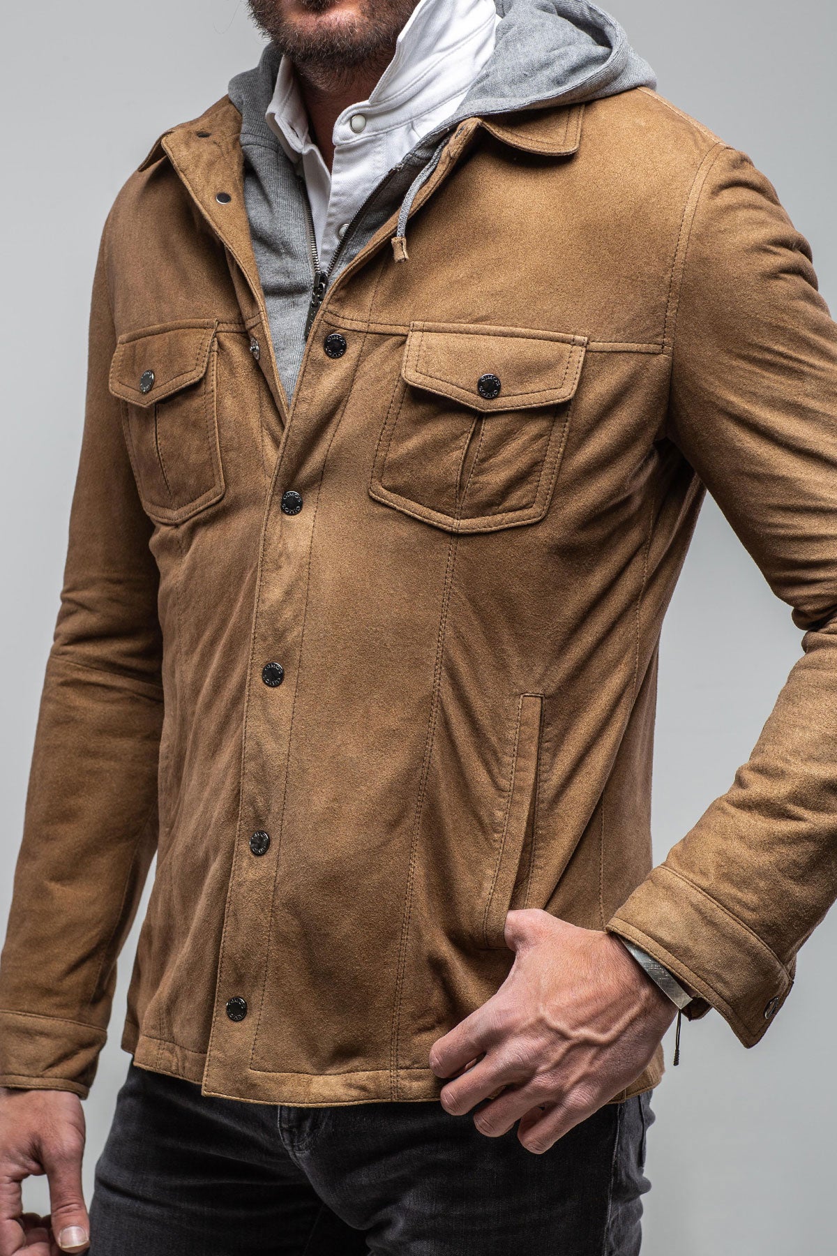 Gimo's Billy Jacket with Removable Hood in Palomino Mens - Outerwear - Leather
