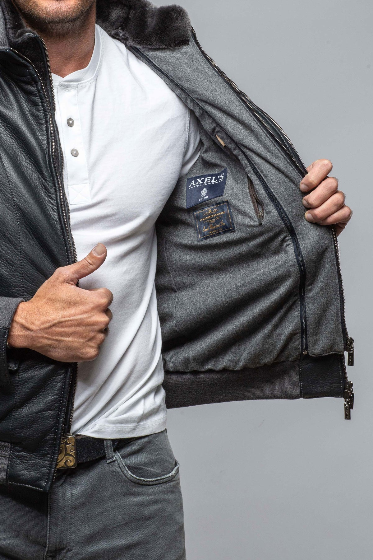 Gimo's Bryant Deerskin Bomber Samples - Mens - Outerwear - Leather