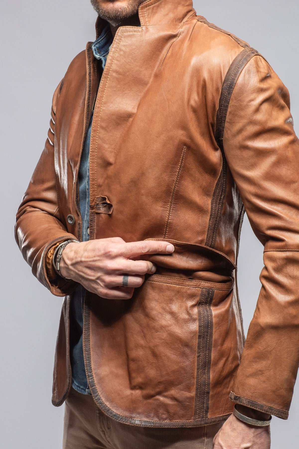Gimo's Burn Vintage Leather Blazer Samples - Mens - Outerwear - Leather