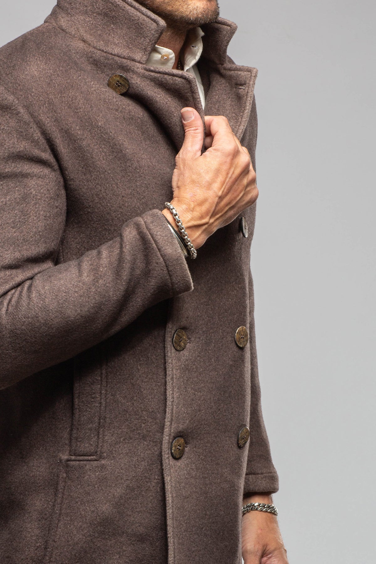 Gimo's Canavara Double-Breasted Knit Coat Samples - Mens - Outerwear - Cloth