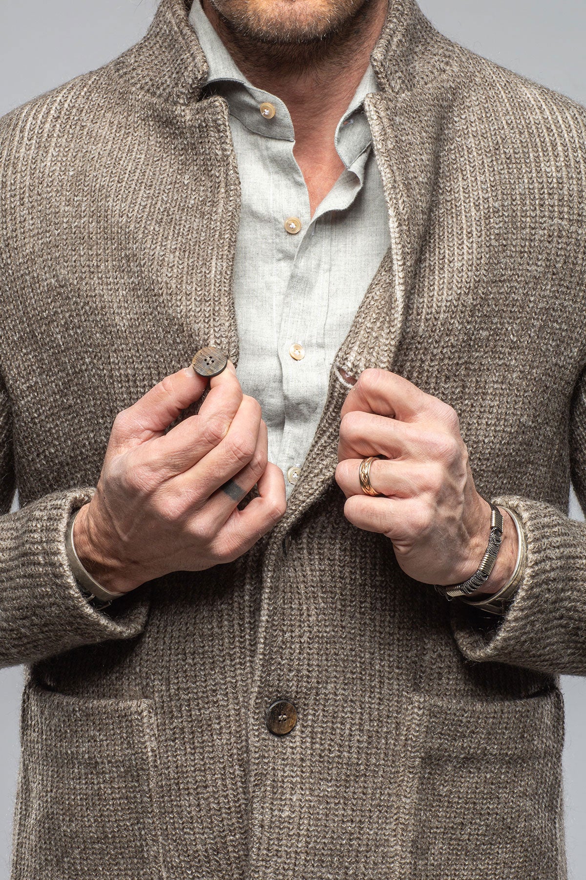 Gimo's Cardigan Shirt Jacket In Grey Warehouse - Mens - Outerwear - Cloth