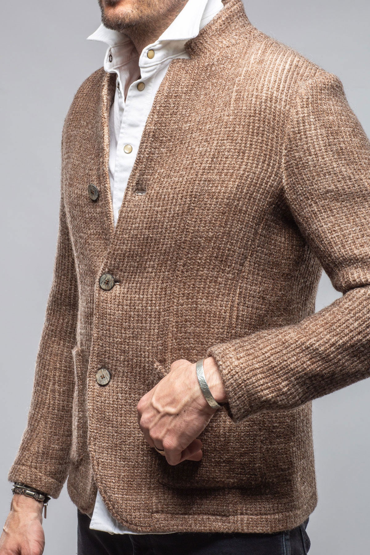 Gimo's Cardigan Shirt Jacket In Washed Brown Warehouse - Mens - Outerwear - Cloth